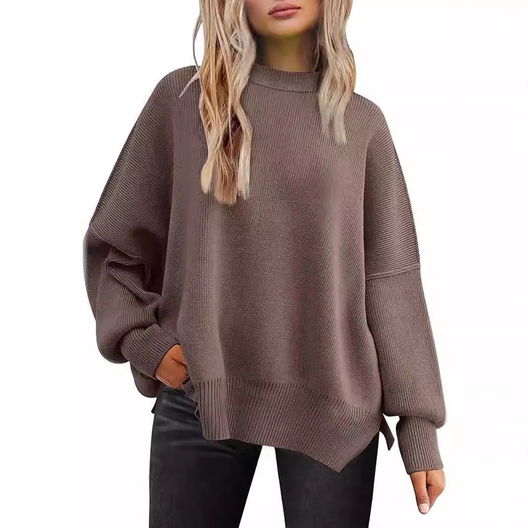 Damen Oversized Strickpullover mit breiten Ärmeln und strukturierter Oberfläche EB