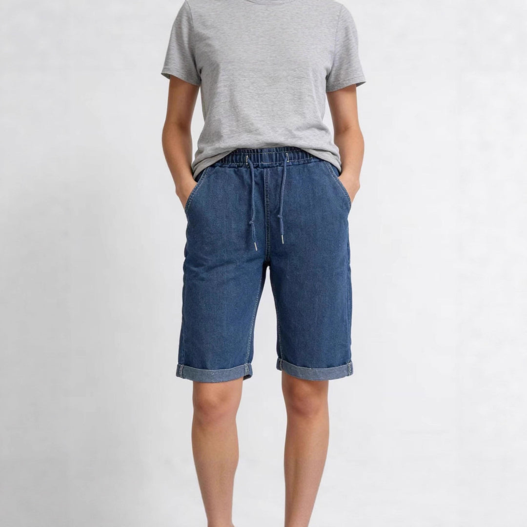 Damen Jeans-Shorts mit elastischem Bund und praktischen Taschen EB