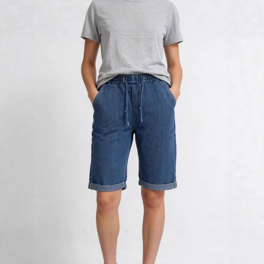 Damen Jeans-Shorts mit elastischem Bund und praktischen Taschen EB