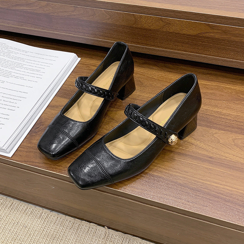 Damen elegante Sling-Pumps mit dekorativem Riemen und komfortablem Blockabsatz EB