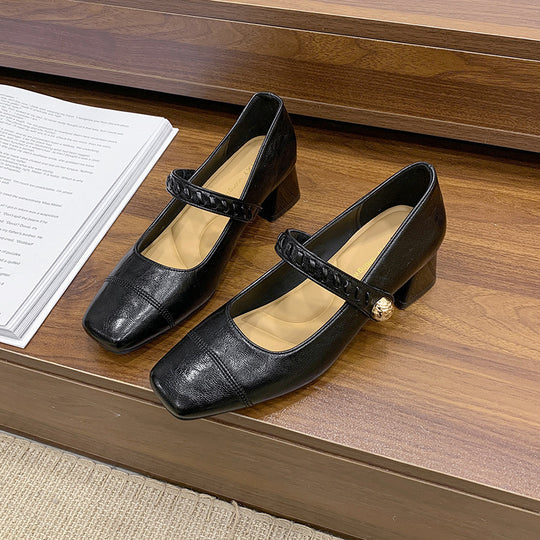 Damen elegante Sling-Pumps mit dekorativem Riemen und komfortablem Blockabsatz EB