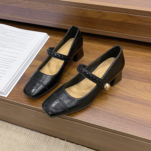 Damen elegante Sling-Pumps mit dekorativem Riemen und komfortablem Blockabsatz EB