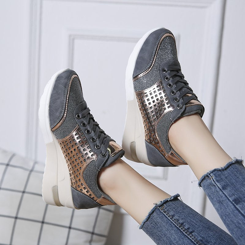 Damen Sneaker mit Leopard-Print und atmungsaktiver Mesh-Oberfläche EB