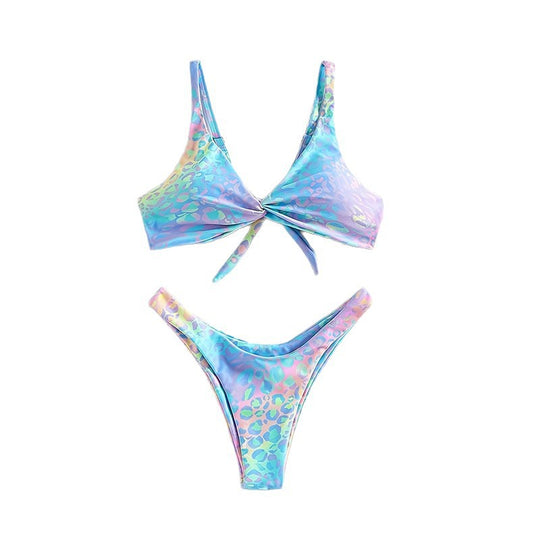 Damen Triangel-Bikini mit elastischem Riemen und verspieltem Knoten EB
