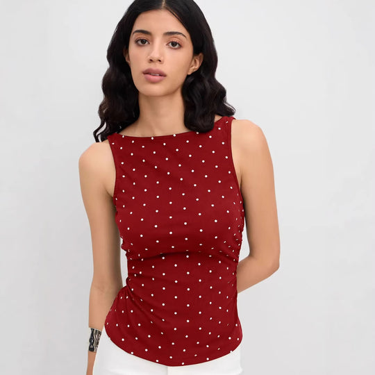 Damen Chic Rollkragen Top mit Raffung und Bindegürtel EB