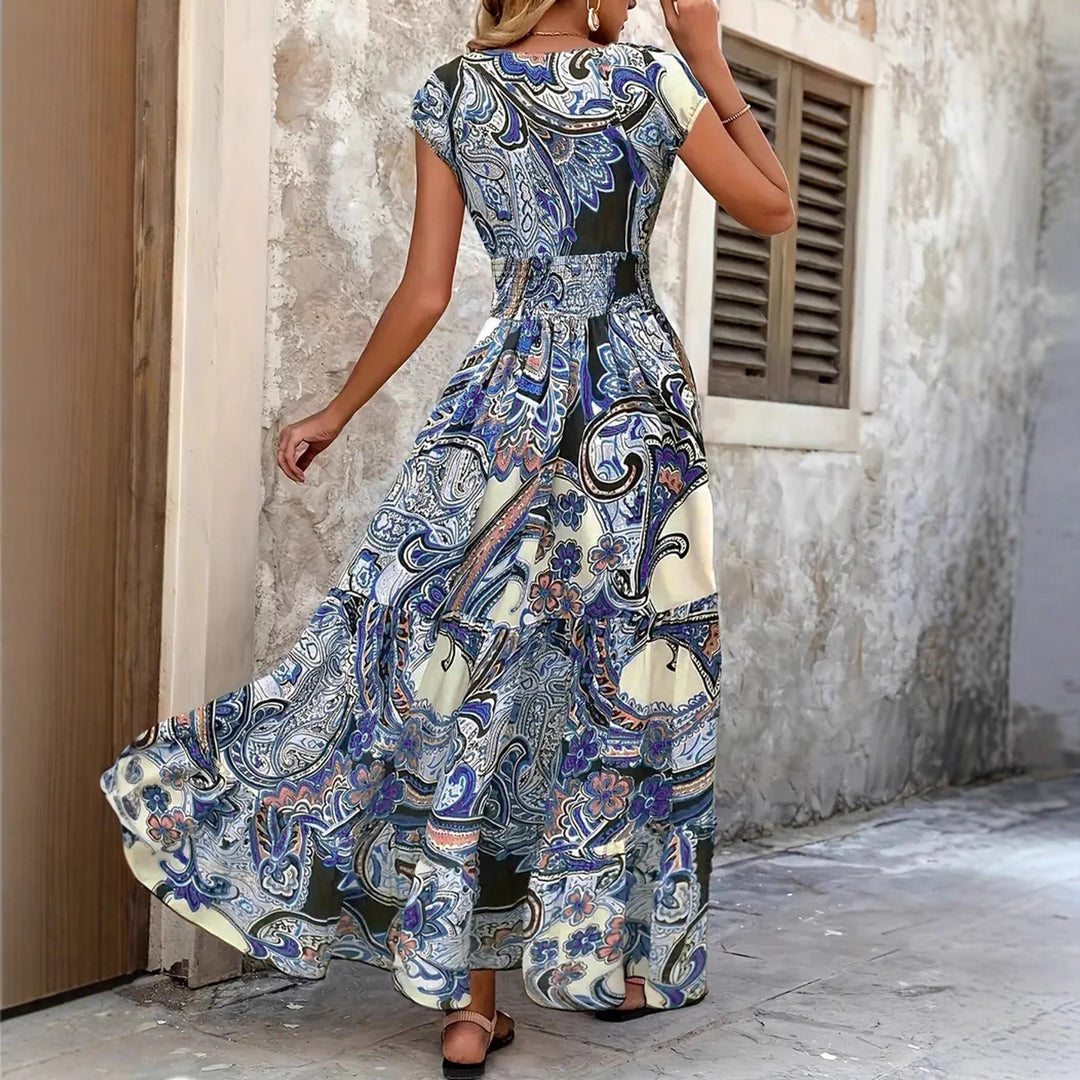 Damen Maxi-Kleid mit floralem Paisley-Muster und schmeichelndem Schnitt EB