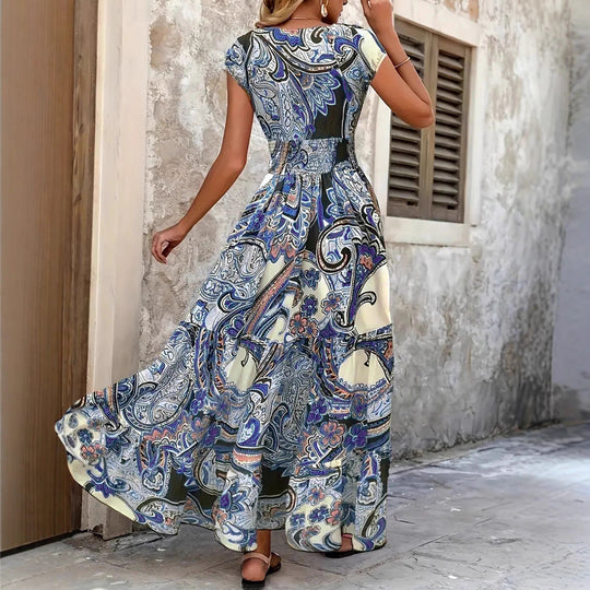 Damen Maxi-Kleid mit floralem Paisley-Muster und schmeichelndem Schnitt EB