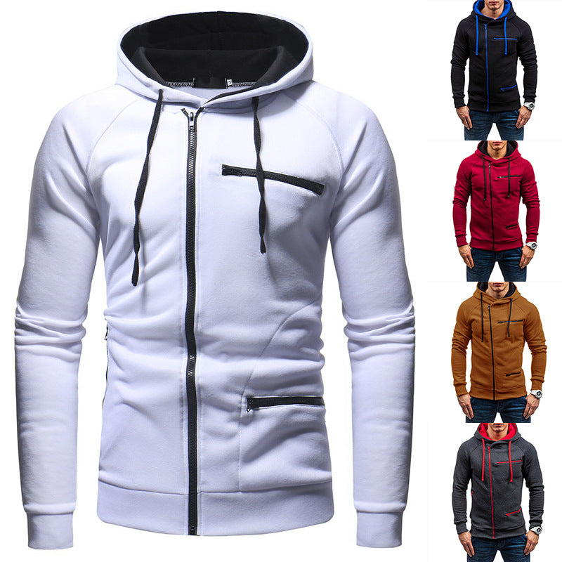 Herren Kapuzenjacke mit modernem Reißverschluss und kontrastiven Details EB