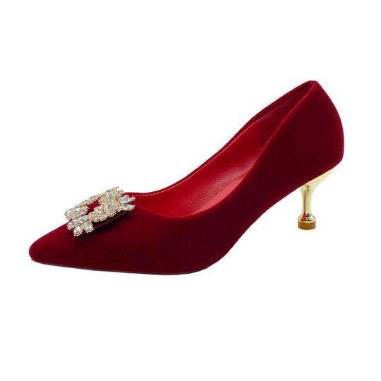 Damen elegante Pumps mit glitzerndem Strassakzent und moderner Fessel EB