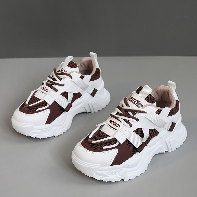 Damen modische Chunky Sneakers mit atmungsaktivem Obermaterial und dämpfendem Profil EB