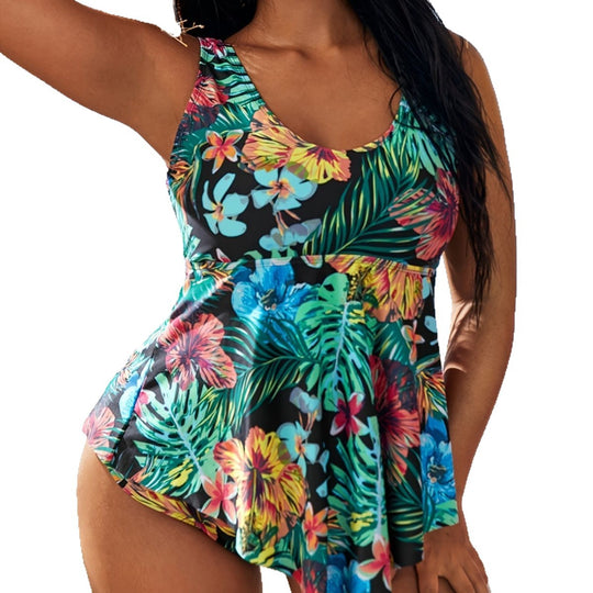 Damen Tankini mit floralem Design und asymmetrischem Schnitt EB