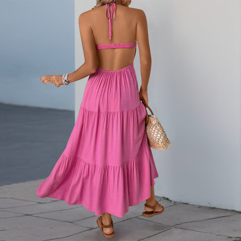 Damen Maxikleid mit gestricktem Oberteil und voluminösem Rock EB
