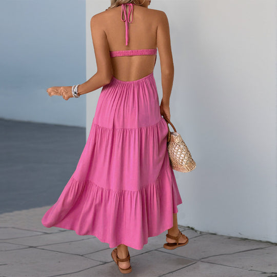 Damen Maxikleid mit gestricktem Oberteil und voluminösem Rock EB