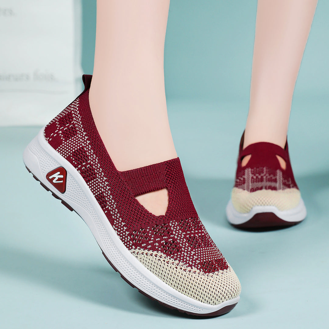 Damen Bequeme Strick-Slide-Sneakers mit elastischer Riemen EB