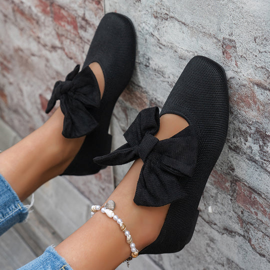 Damen Ballerinas mit großem Schleifen-Design und atmungsaktivem Obermaterial EB