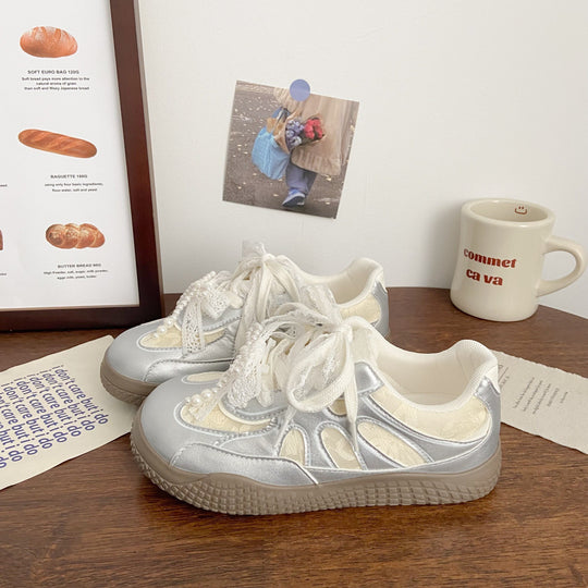 Damen modische Sneaker mit einzigartigen Schnürdetails EB