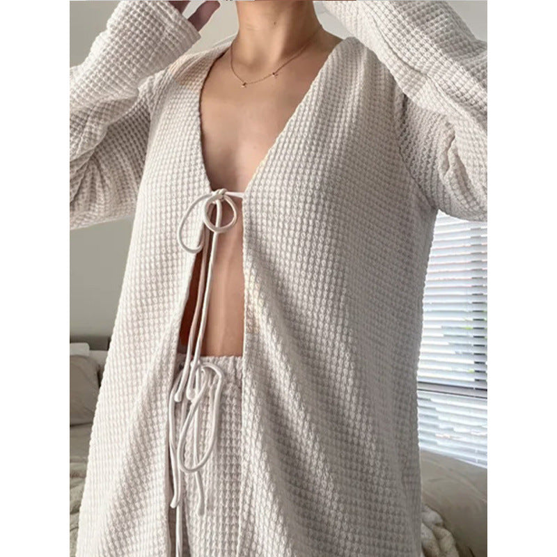 Damen lässiger Cardigan mit tiefem V-Ausschnitt und lockerer Passform EB