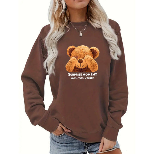 Damen Freizeitpullover mit süßem Bärenmotiv EB