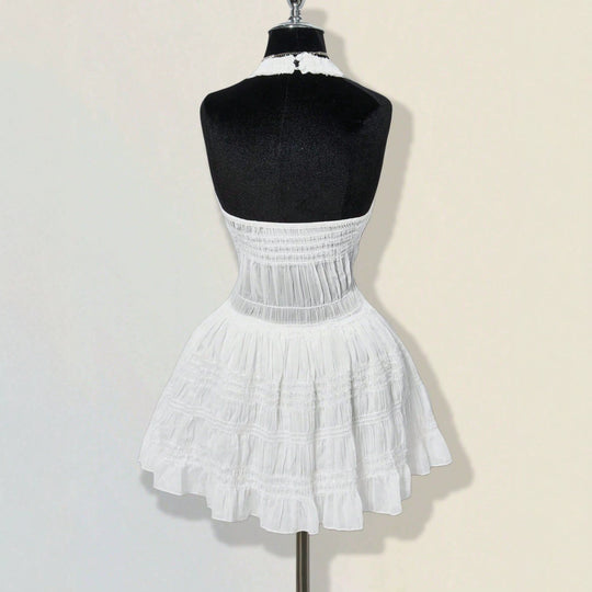Damen Sommerliches Kleid im romantischen Vintage-Stil mit raffinierten Falten EB
