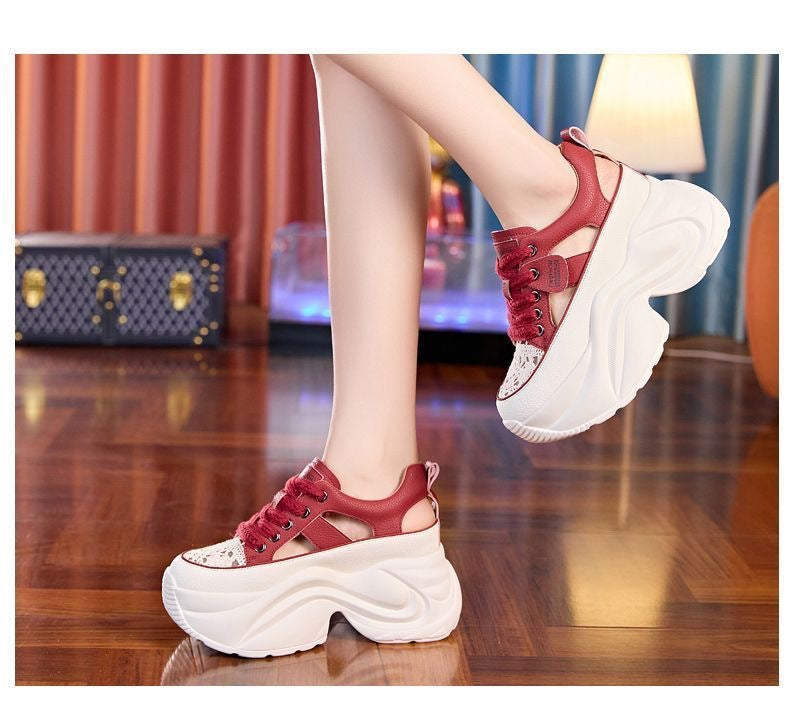 Damen Plateau-Sneaker mit luftiger Oberflächenstruktur und bequemer Dämpfung EB