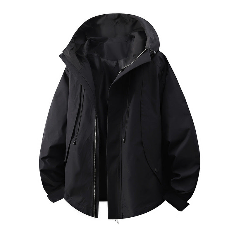 Damen winddichte Übergangsjacke mit Kapuze und verstellbarem Kordelzug EB