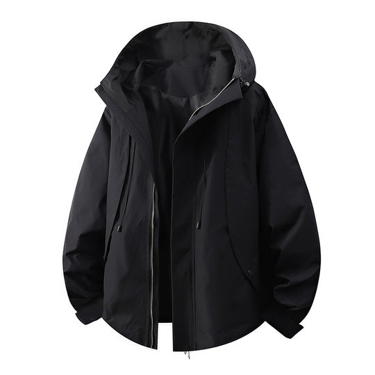 Damen winddichte Übergangsjacke mit Kapuze und verstellbarem Kordelzug EB