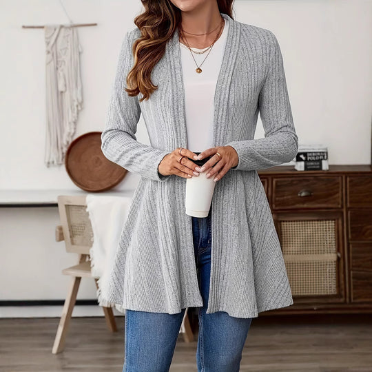 Damen Lange Strickjacke mit schwingendem Saum EB