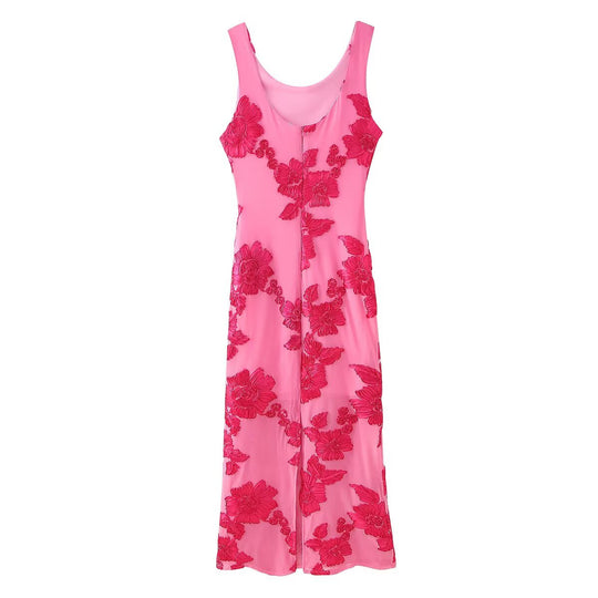 Damen Maxikleid mit floralem Stickmuster und elegantem Schnitt EB