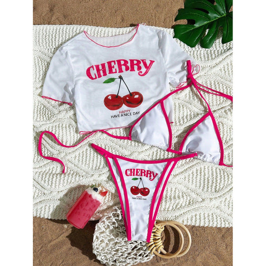 Damen Crop-Top Bikini-Set mit sportlichem Schnitt und Brasil-Print EB