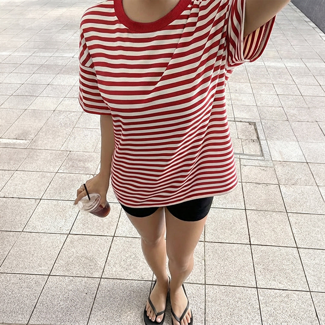 Damen Oversized Streifen-T-Shirt EB
