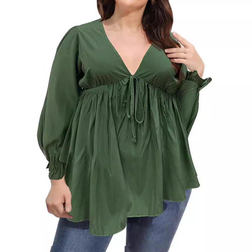 Damen Bluse mit eleganten Rüschendetails und modischem Print EB