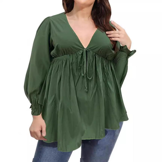 Damen Bluse mit eleganten Rüschendetails und modischem Print EB