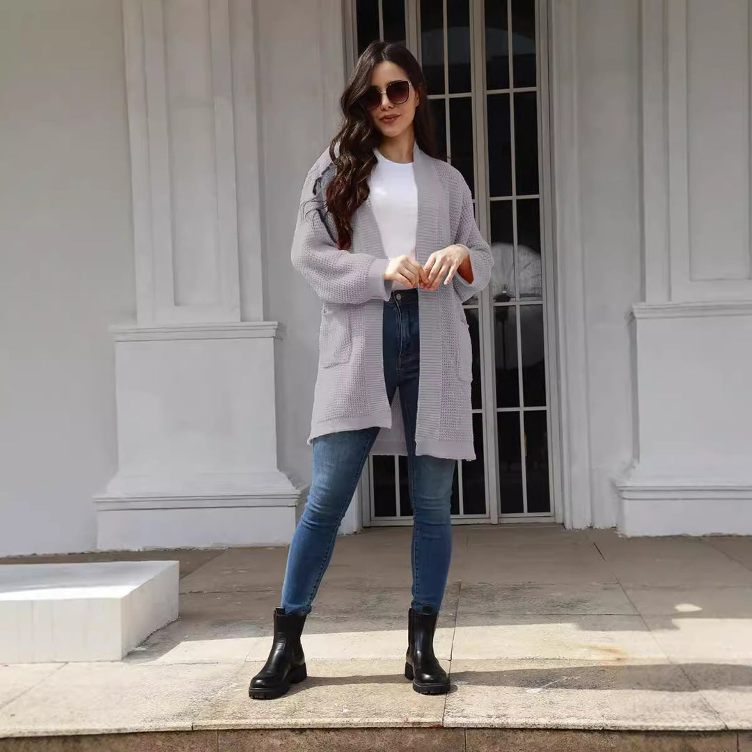 Damen Offene Strickjacke im lässigen Design mit praktischen Taschen EB