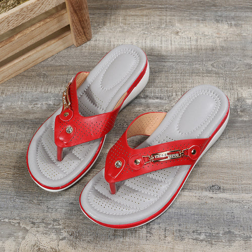 Damen modische Zehentrenner-Sandalen mit gepolstertem Fußbett und dekorativen Nieten EB