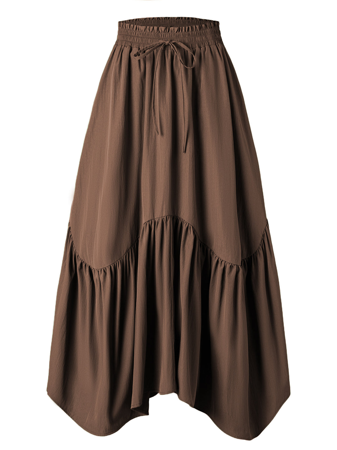 Damen Maxi-Rock mit kreativem Volantdesign und elastischem Bund EB