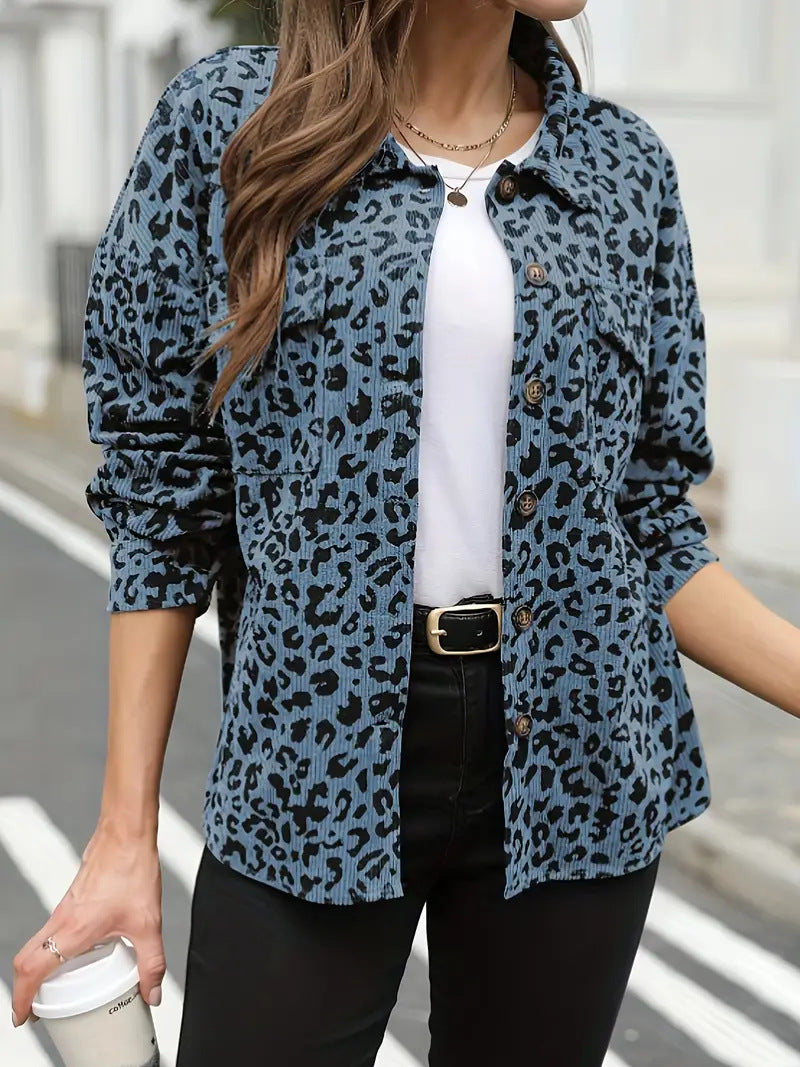 Damen Flanelljacke mit Leopardenmuster EB
