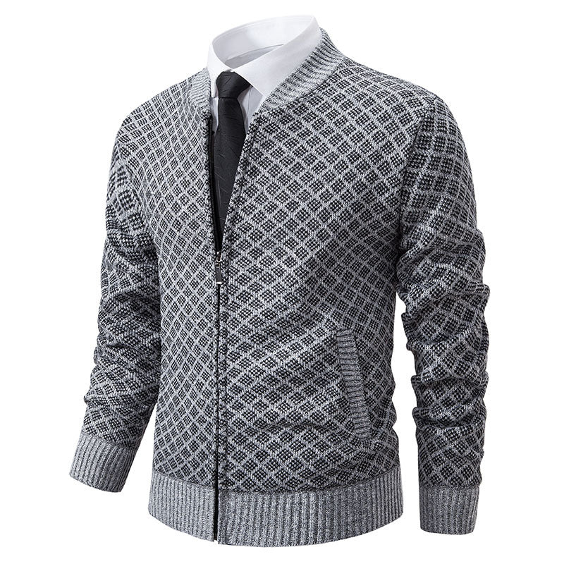 Herren Strickjacke mit modernem Zippverschluss und strukturiertem Design EB