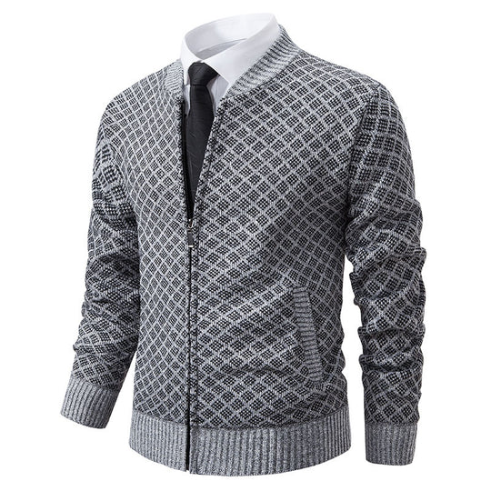 Herren Strickjacke mit modernem Zippverschluss und strukturiertem Design EB