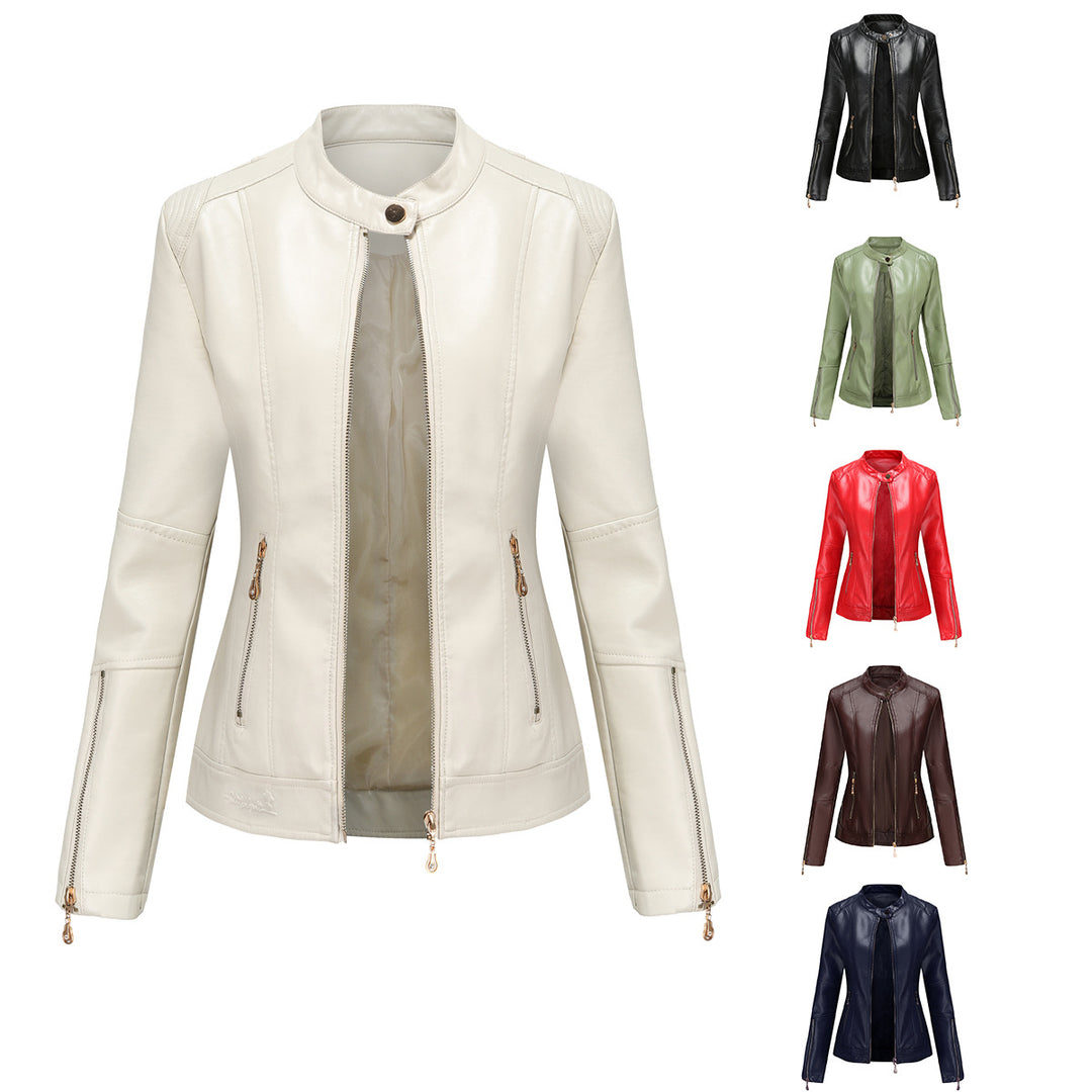 Damen modische Faux jacke mit minimalistischen Akzenten EB