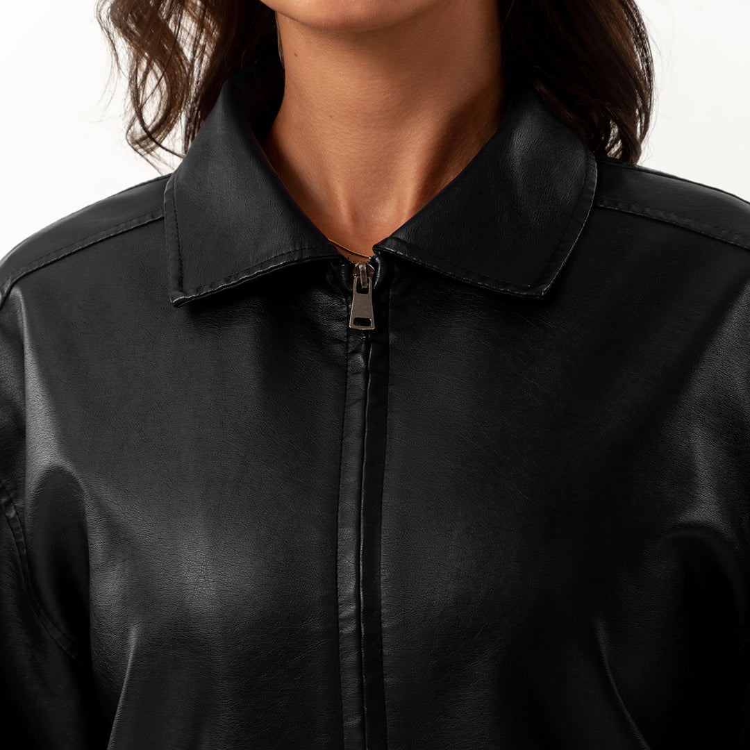 Damen lässige Satinjacke mit modernem Schnitt und praktischen Taschen EB
