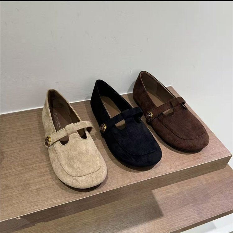Damen Ballerinas mit modischem Riemchen und eleganter Schnallenverzierung EB