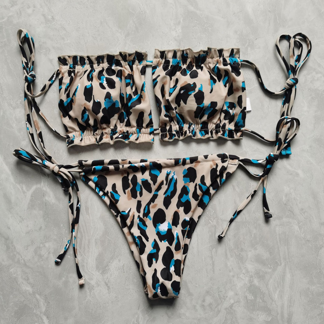 Damen Bandeau-Bikini mit voluminösen Rüschendetails EB