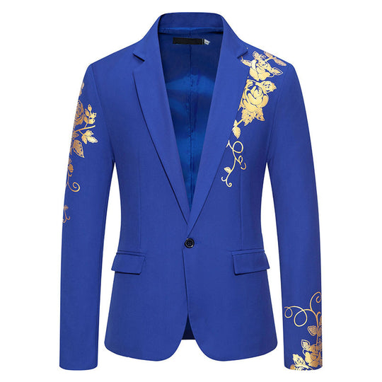 Herren eleganter Blazer mit floralem Stickdesign und feinen Details EB