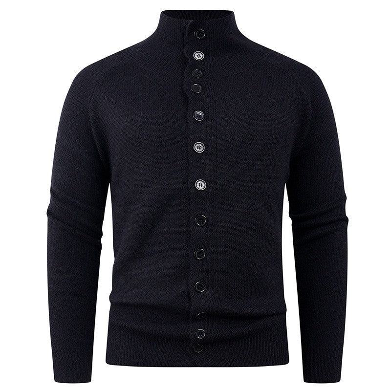 Herren Strickjacke mit modernem Stehkragen und Knopfverschluss EB