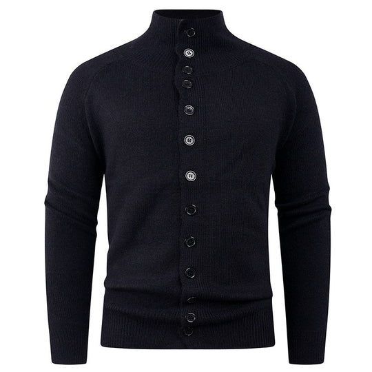 Herren Strickjacke mit modernem Stehkragen und Knopfverschluss EB