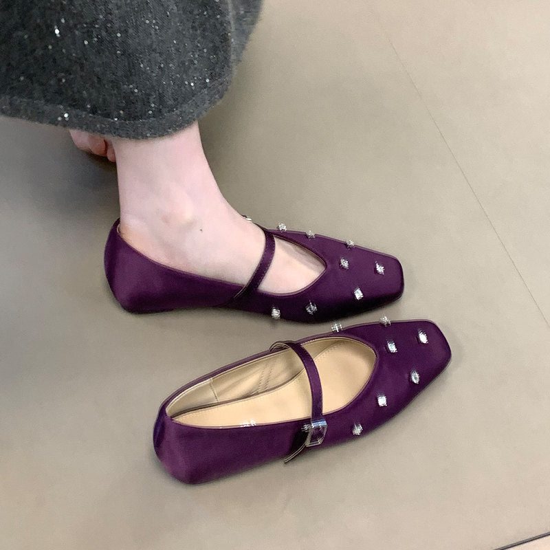 Damen Ballerinas mit dekorativen Strassdetails und komfortablem Riemchen EB