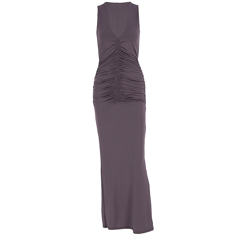 Damen figurbetontes Maxikleid mit raffiniertem Rüschendetail EB