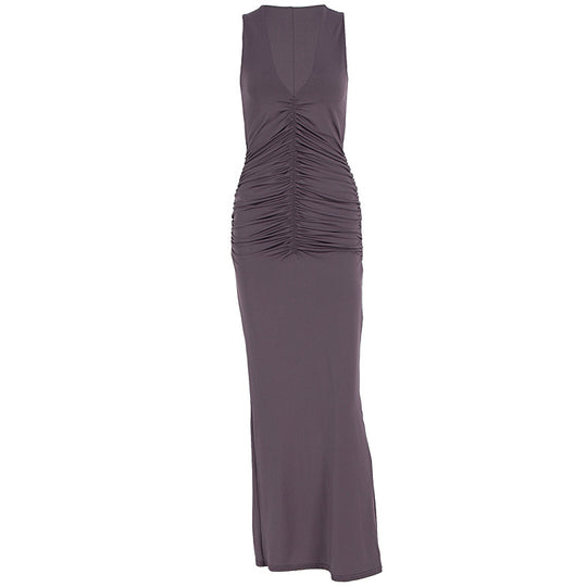 Damen figurbetontes Maxikleid mit raffiniertem Rüschendetail EB