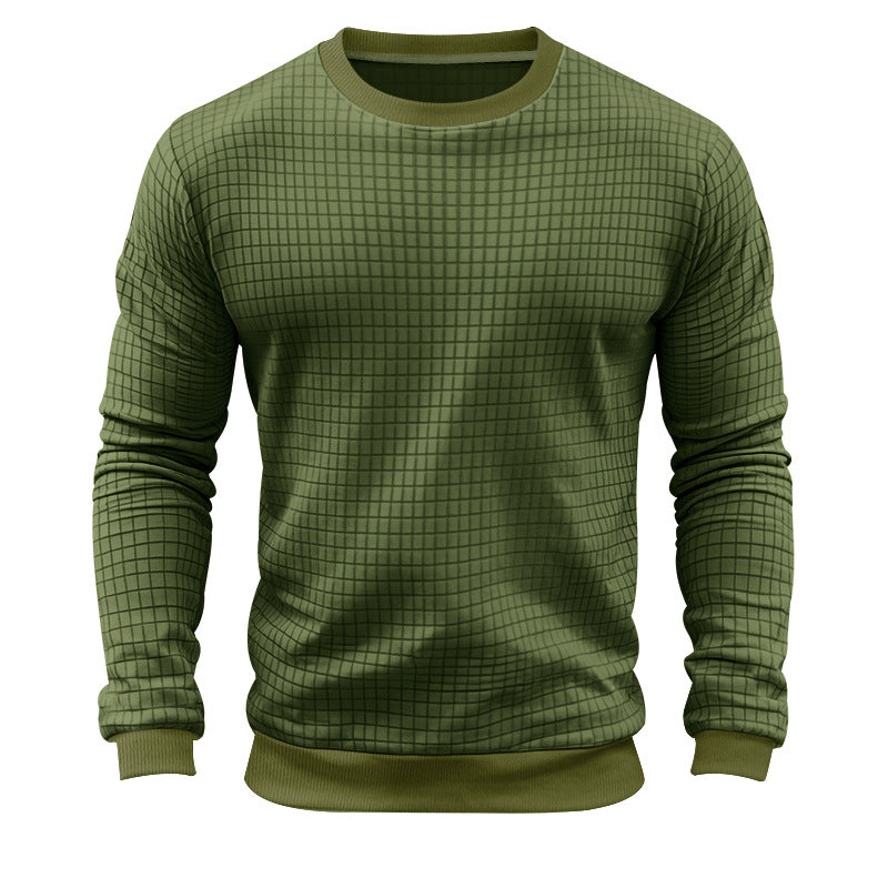 Herren nan strukturiertes Karo-Strick-Sweatshirt mit Rundhalsausschnitt und körperbetonter Athletik-Passform EB