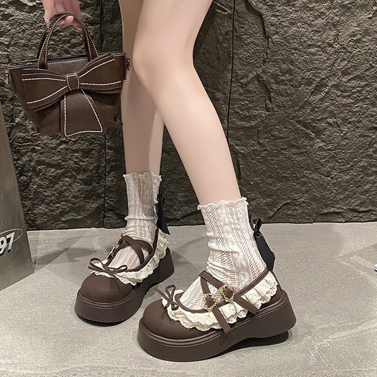 Damen Komfortable Plateau-Mules mit dekorativen Riemen und Schleifen-Detail EB